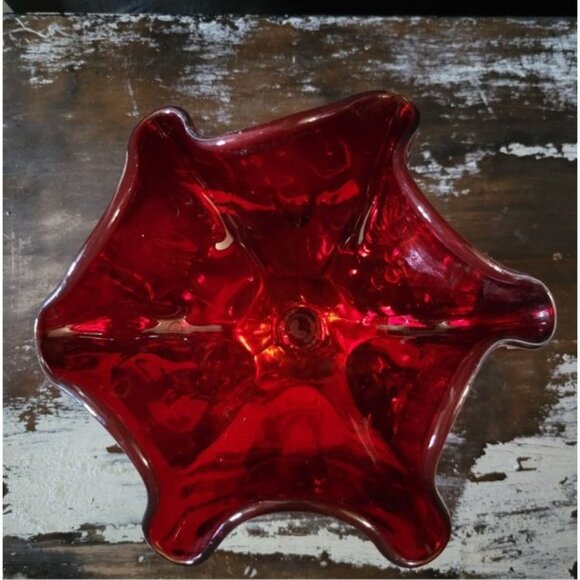 Vintage Amberina Persimmon Orange Glass Compote Amberina, Glowy, L.E. Smith - Picture 3 of 5